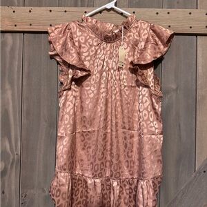 Pink Leopard Print Ruffle Tunic